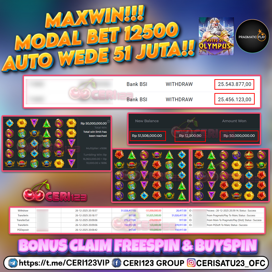 CERI123 JACKPOT SLOT GATES OF OLYMPUS RP 51.000.000 ID : VER***